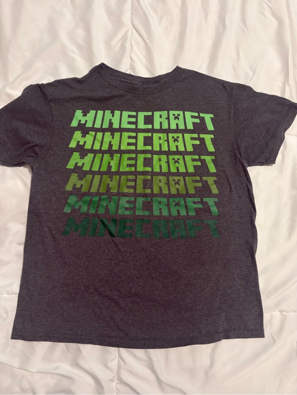 Minecraft Graphic Tee for Kids - Dark Gray with Green Logo